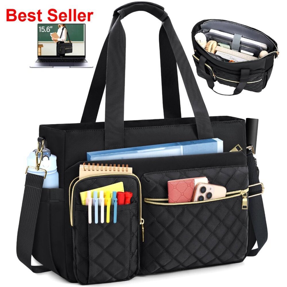 15.6 Inch Laptop Messenger Bag with 17 Pockets, Insulated Compartments